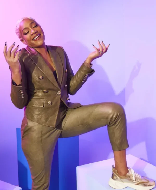 Tiffany Haddish Landscape with Invisible Hand Leather Coat