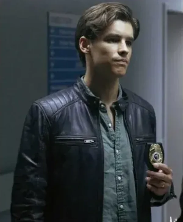 Titans Brenton Thwaites Black Cafe Racer Quilted Leather Jacket