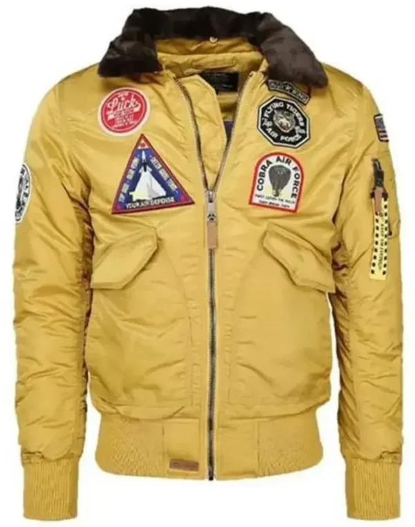 Top Gun B-15 Flying Tigers Yellow Flight Satin Bomber Jacket