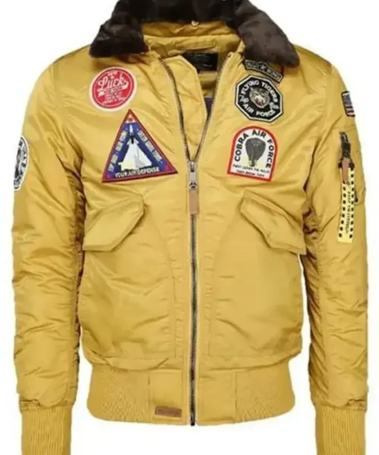 Top Gun B-15 Flying Tigers Yellow Flight Satin Bomber Jacket