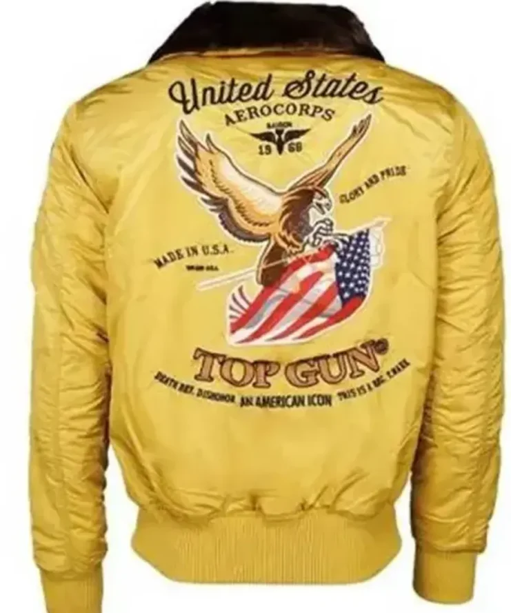 Top Gun B-15 Flying Tigers Yellow Flight Satin Bomber Jacket