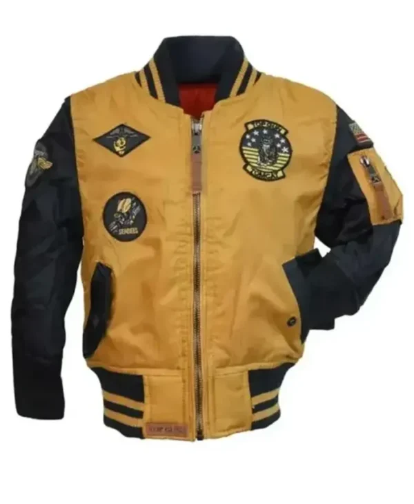 Top Gun Black and Yellow Tomcat MA-1 Bomber Cotton Jacket