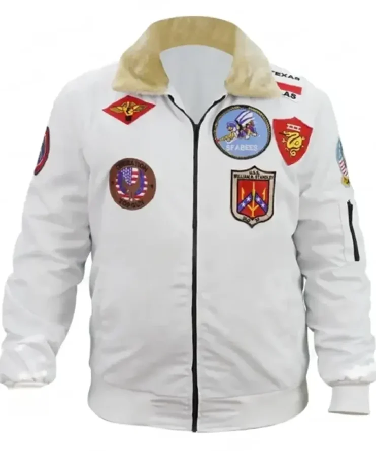 Top Gun Flight B-15 Bomber White Parachute Sherpa Jacket
