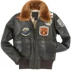 Top Gun G 1 Brown Aviator Flight Leather Bomber Sherpa Jacket