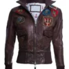 Top Gun Womens Dark Brown Flight Bomber Leather Jacket