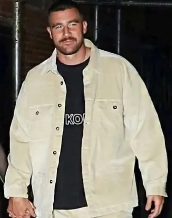 Travis Kelce Beige Corduroy Men’s Jacket