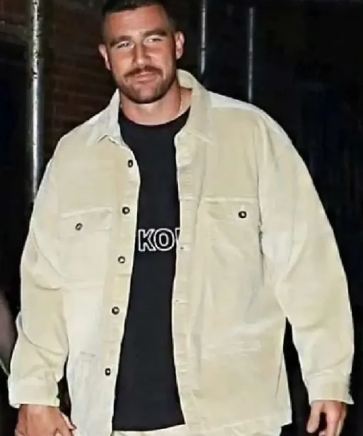 Travis Kelce Beige Corduroy Men’s Jacket