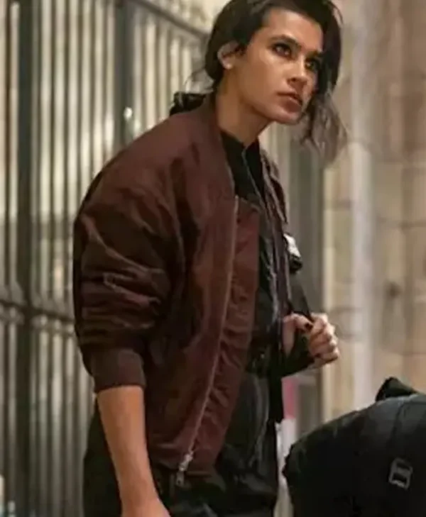 Uncharted Chloe Frazer Maroon Cotton Bomber Jacket