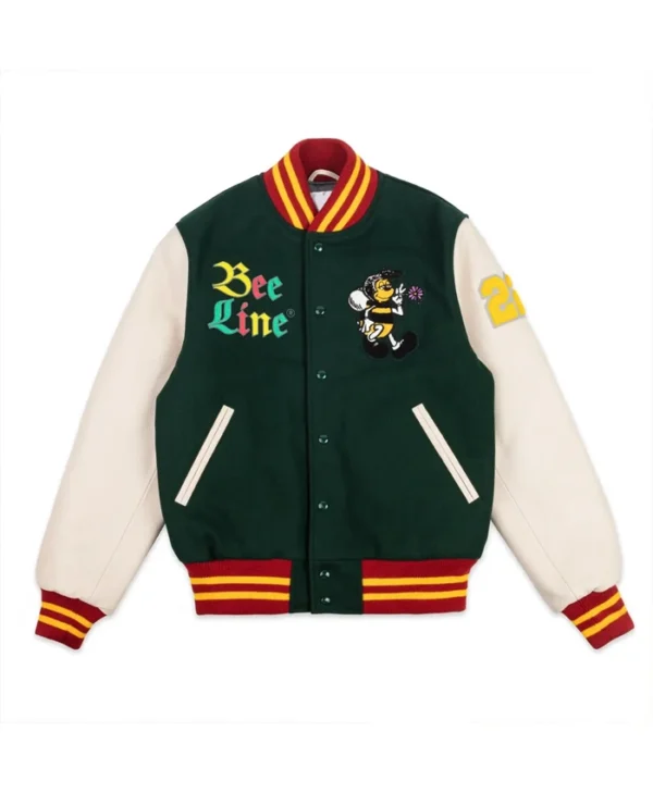 Unisex Bee Line Green Varsity Jacket