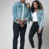 Valentine Couple Blue Denim Trucker Jackets