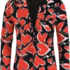 Valentine Hearts Printed Black Blazer