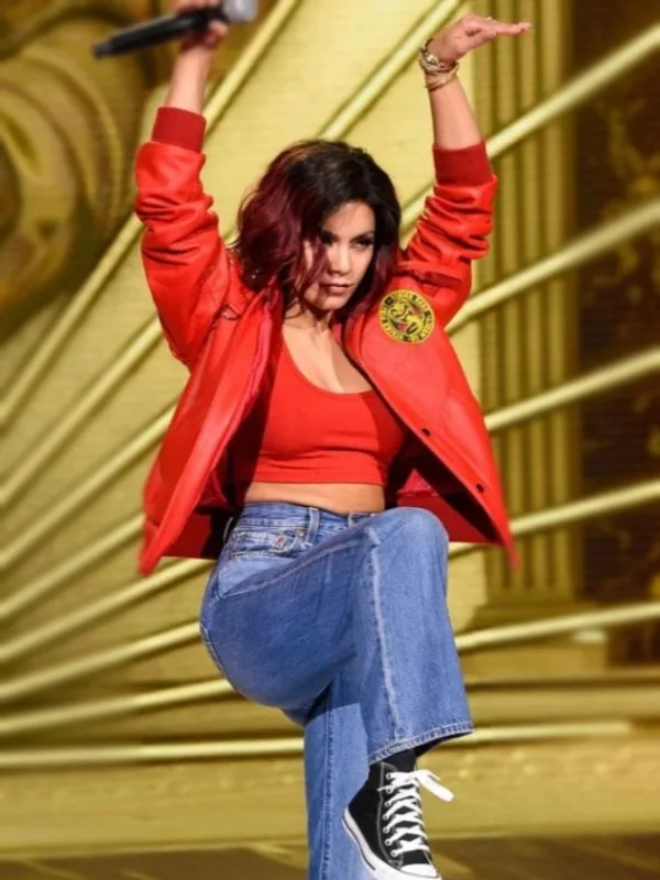 Vanessa Hudgens MTV Awards Cobra Kai Red Leather Jacket