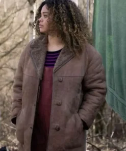 Vigil-S01-Aisha-Toussaint-Shearling-Brown-Leather-Coat