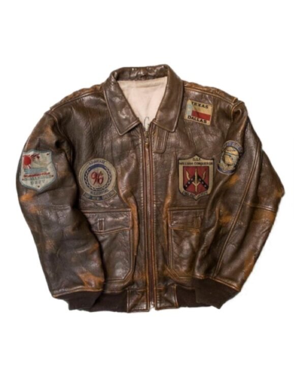 Vintage Military Flight 80s Film Top Gun England 1027 GGF Texas Dallas Distressed Jacket