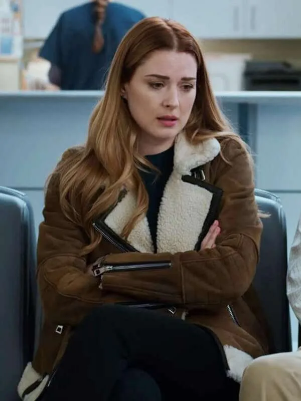 Virgin River Melinda Monroe Leather Brown Shearling Jacket