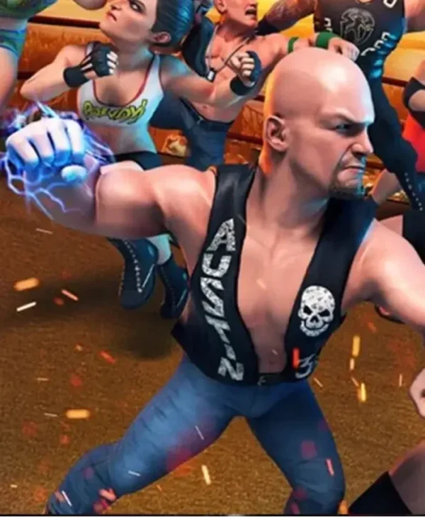 WWE 2K Battle Grounds Gold Stone Leather Vest