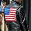 WWE Cody Rhodes USA Flag Black Leather Jacket Back