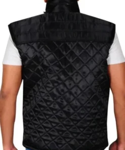 WWE Superstar Pro Wrestler John Cena Quilted Black Vest back look