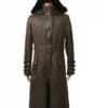 Wasteland Steampunk Brown Long Leather Trench Coat For Sale 1