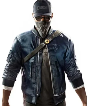 Watch Dogs 2 Marcus Holloway Blue Satin Bomber Jacket