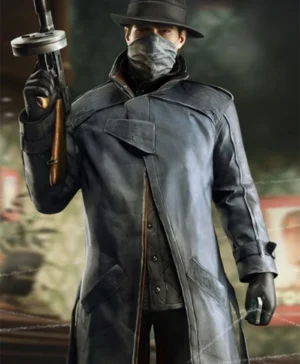 Watch Dogs Alone Long Leather Trench Coat