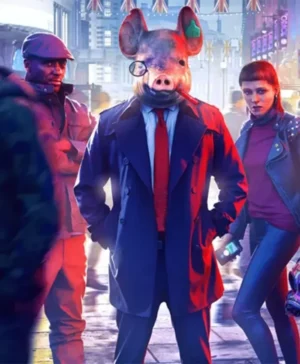Watch Dogs Legion Pig Head Blue Pea Coat