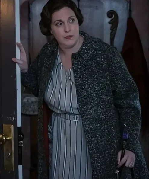 Why Women Kill Allison Tolman Black Dotted Wool Coat