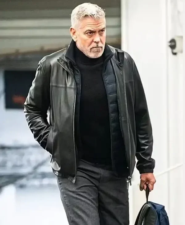 Wolfs George Clooney Black Leather Jacket