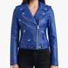Women Blue Brando Biker Jacket