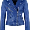 Women Blue Brando Biker Jacket