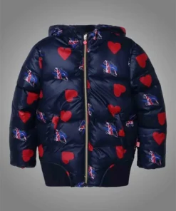 Women Heart Rollerblade Print Puffer Jacket