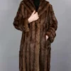 Women Vintage Mink Fur Dark Brown Coat