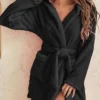 Women’s Casual Black Fluffy Robe