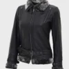 Womens Designer Shearling Black Jacket