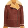 Womens Distressed Shearling Jacket