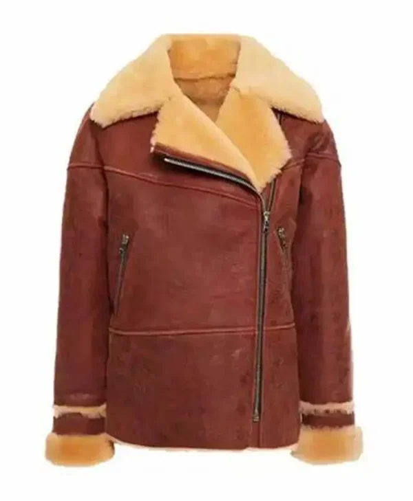 Womens Distressed Shearling Jacket