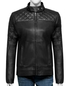 Womens Leather Quilted Shoulder Jacket