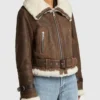 Womens RAF Pilot WW2 Cropped Brown Aviator Jacket