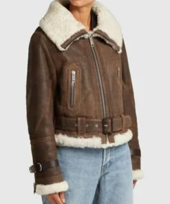 Womens RAF Pilot WW2 Cropped Brown Aviator Jacket