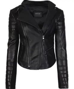 Womens Real Leather Biker Jacket