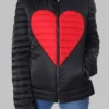 Women’s Red Heart Black Puffer Jacket