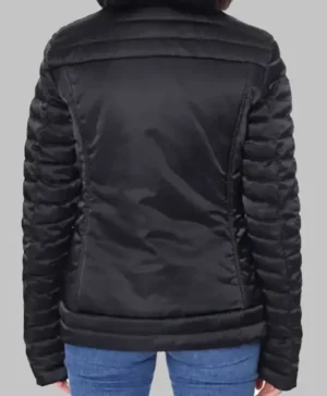 Women’s Red Heart Black Puffer Jacket Sale