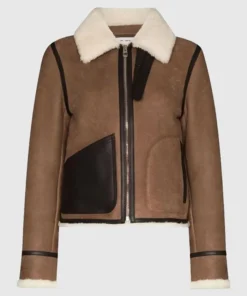 Womens Shearling RAF Pilot WW2 Aviator Brown Leather Jacket