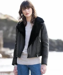 Womens Sheepskin Black Biker Jacket