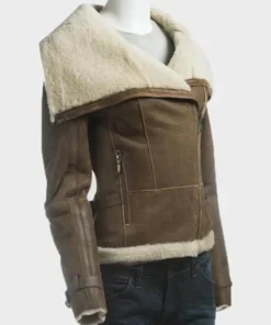 Womens Soft Shearling Brown Jacket