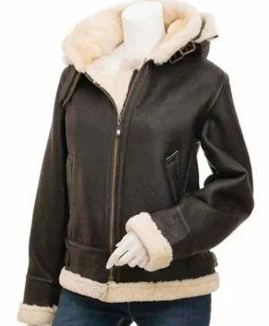 Womens Soft Shearling Classic Brown Jacket