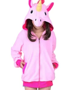 Womens Unicorn Pink Hooded Jacket