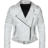Womens White Biker Leather Jacket
