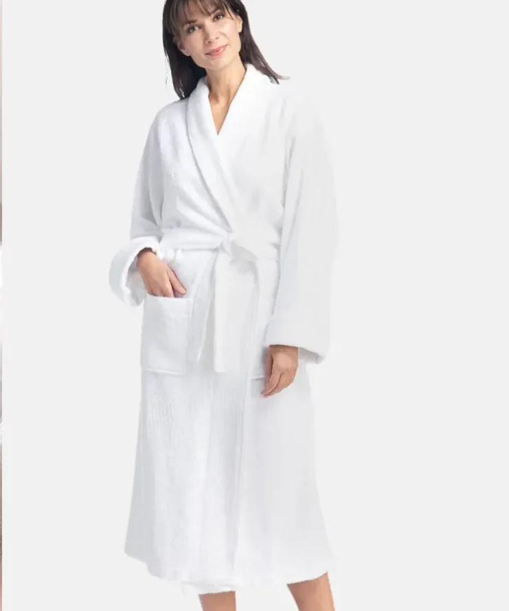 Womens White Terry Cloth Spa Robe