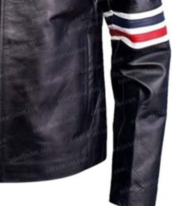 Order this Wyatt Easy Rider Captain America Stripe Black Leather Jacket